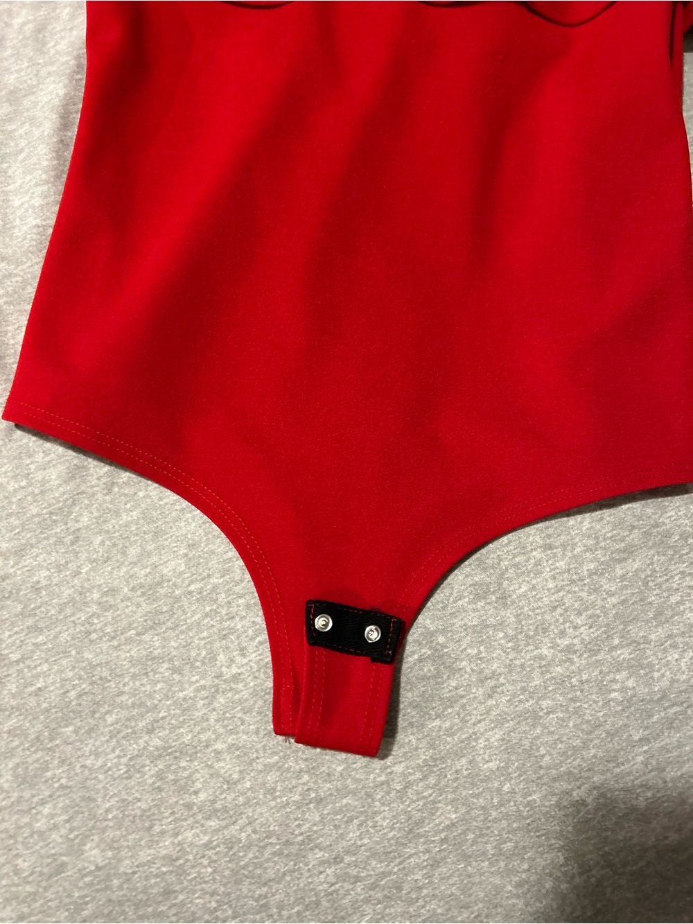 Red Ruffle Off-Shoulder One-Piece Bodysuit - Picture 3 of 6